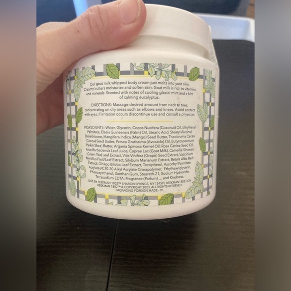 Beekman 1802 Glacial Mint & Eucalyptus whipped Body Cream. Opened but not used - Picture 4 of 5